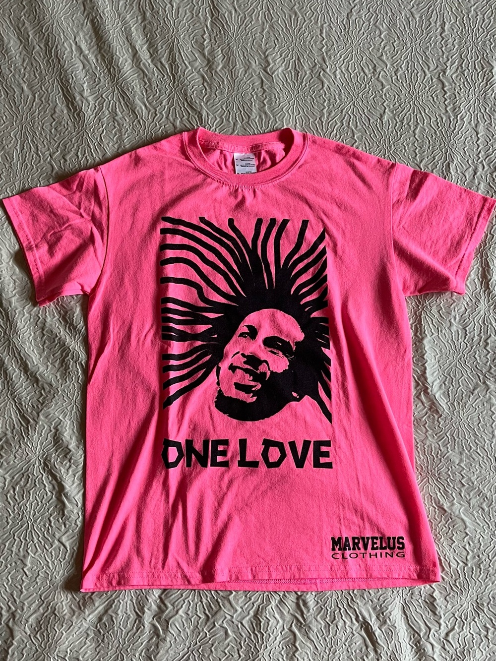 One Love Graphic Tee in Bright Pink